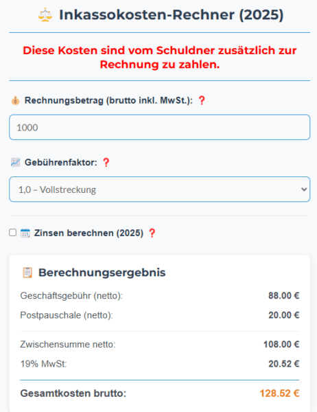 Inkassokosten Berechnen