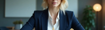 Business-Frau in einem modernen Büro, die eine strategische Schachfigur setzt. Symbol für kluge Entscheidungen und strategisches Denken in der Geschäftswel