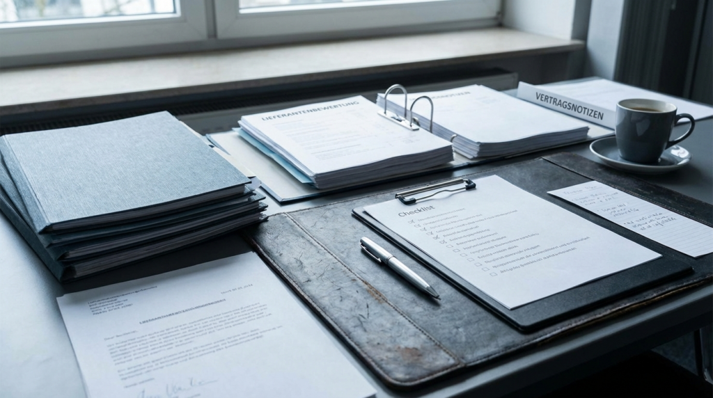 Unterlagen und Bewertungsdokumente als Illustration für Coface Alternative