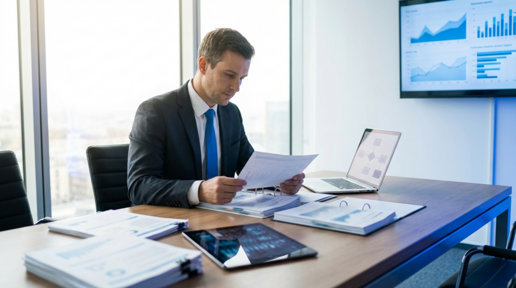 Business-Analyse und Workflow-Dokumente als Illustration für Creditreform API