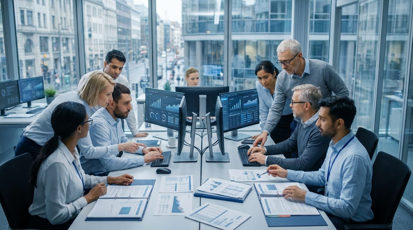 Creditsafe Praxis-Guide 2026: Unternehmerin prüft eine Firmenauskunft