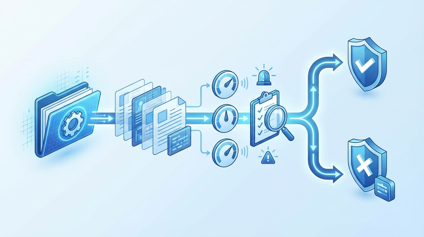 Firmen Bonität prüfen: Analyst prüft Firmenberichte, Registerdaten und Risikosignale