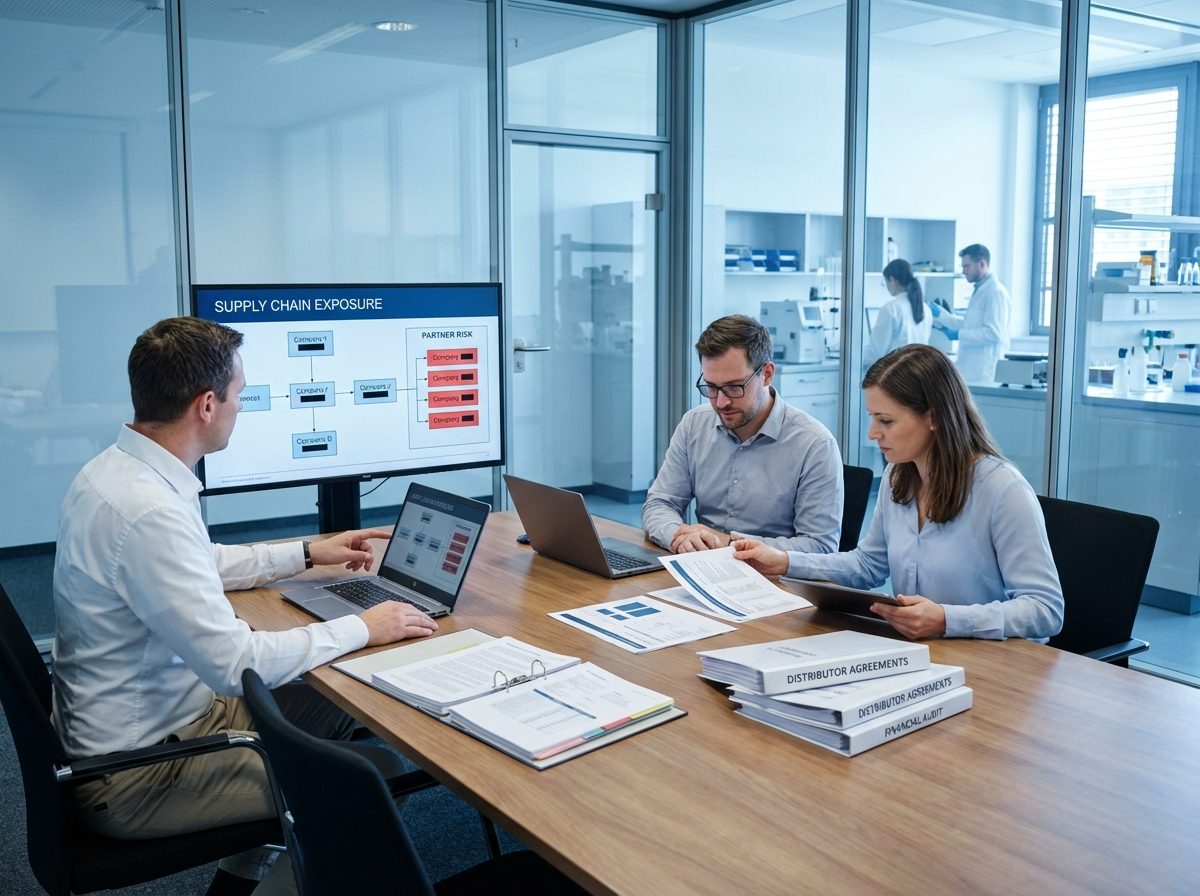 Chemie- und Pharma-Team prüft Distributoren und wirtschaftliche Risiken vor Freigabe
