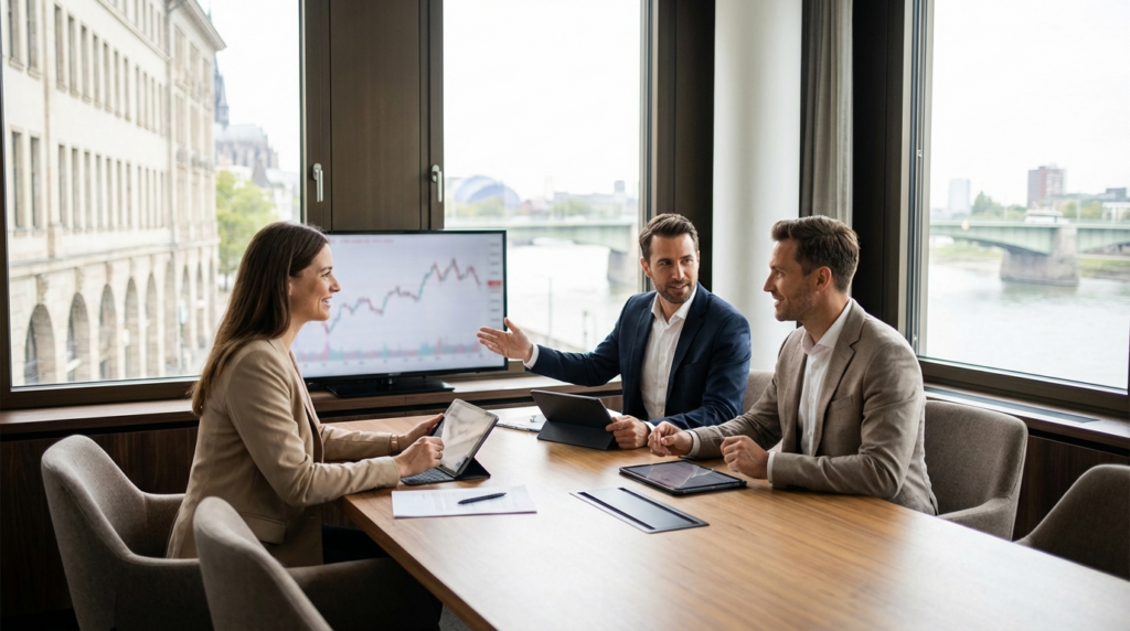 Coface Mainz: authentische europäische B2B-Beratungsszene mit vertrauensvoller Office-Atmosphäre