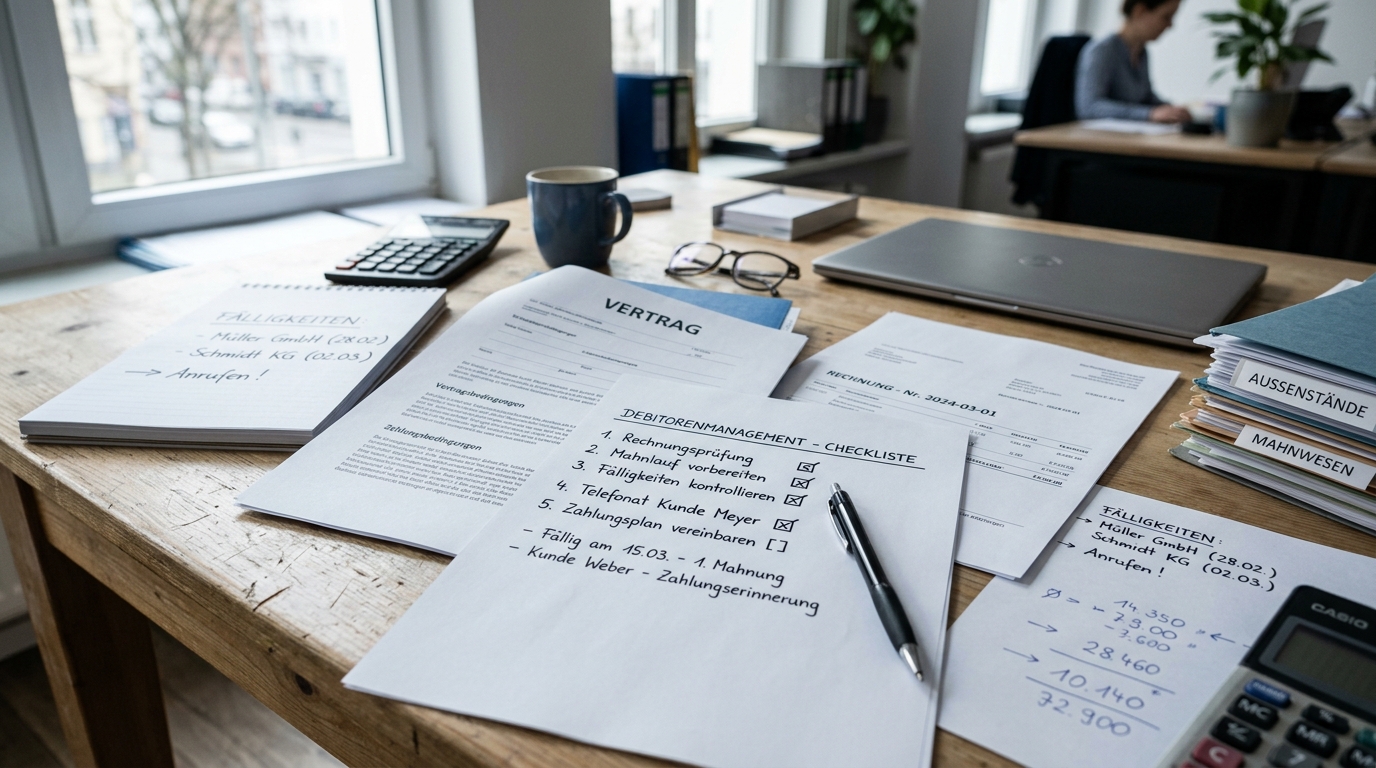 Vertragsunterlagen und Pruefcheckliste fuer aktives Debitorenmanagement