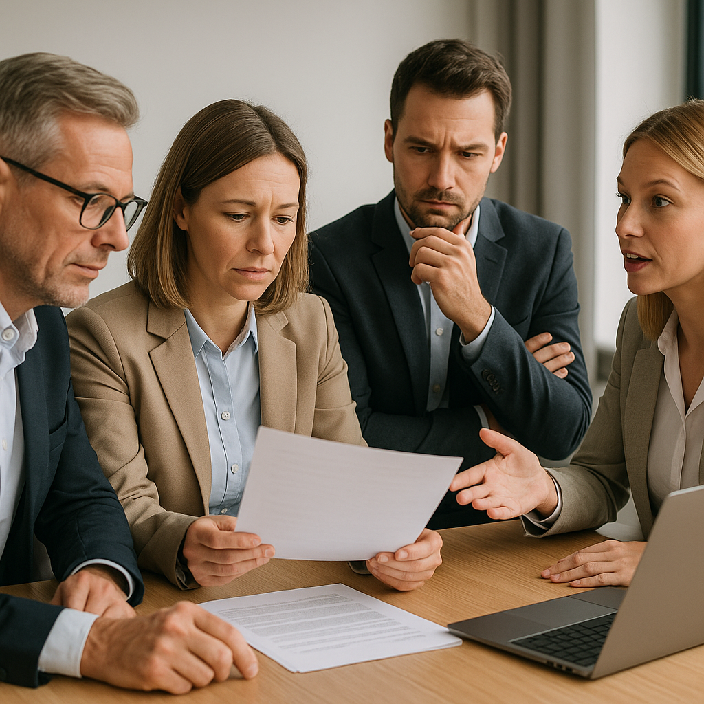 Professionelles Team bespricht Bonitätsentscheidungen und Risikobewertungen