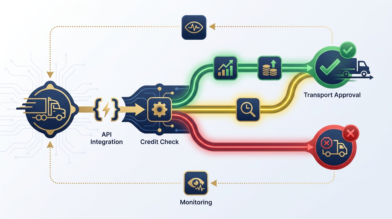 Bonitätsprüfung API Logistik Prozess von TMS Anfrage bis Transportfreigabe