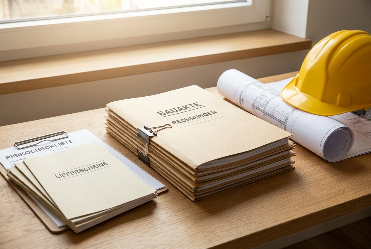 Bonitätsprüfung Bauunternehmen bei Vertragsunterlagen und Risikoprüfung vor Auftragsvergabe