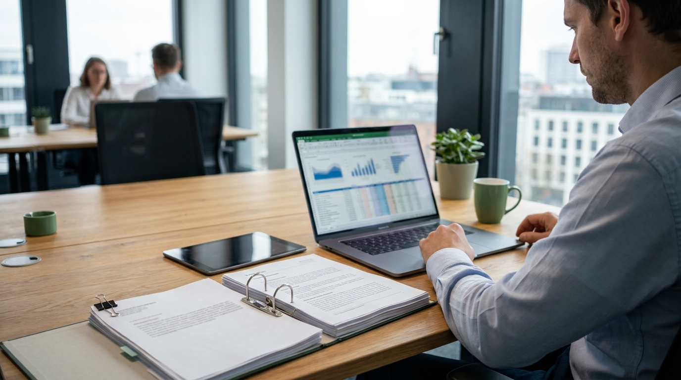 Bonitätsprüfung Beispiel 2026 im B2B-Finance-Team ohne sichtbare Textdetails