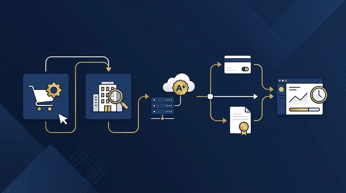 Bonitätsprüfung checkout Ablauf von Trigger über Datenprüfung bis Freigabe und Monitoring im B2B Prozess