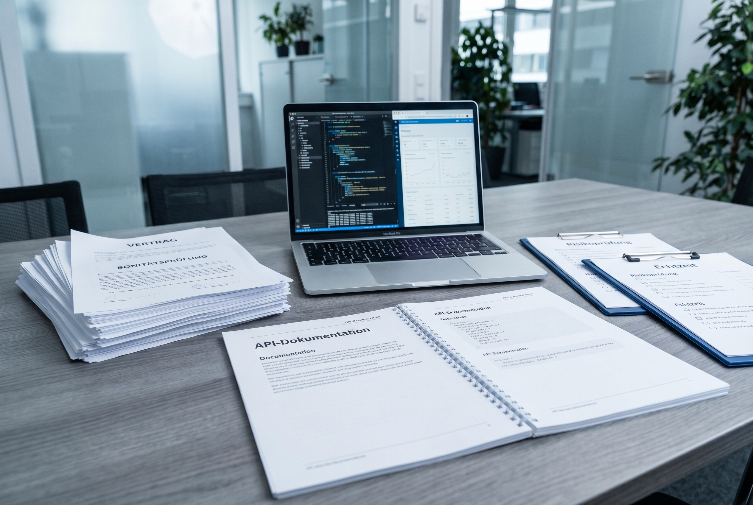 Bonitätsprüfung Echtzeit API – Workflow und API-Dokumentation auf dem Schreibtisch