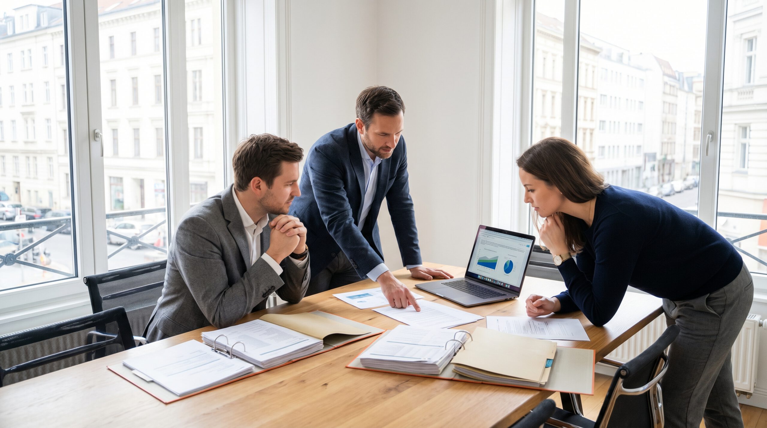 Team bespricht Risikobewertung und Lieferantenbonität im Großhandel