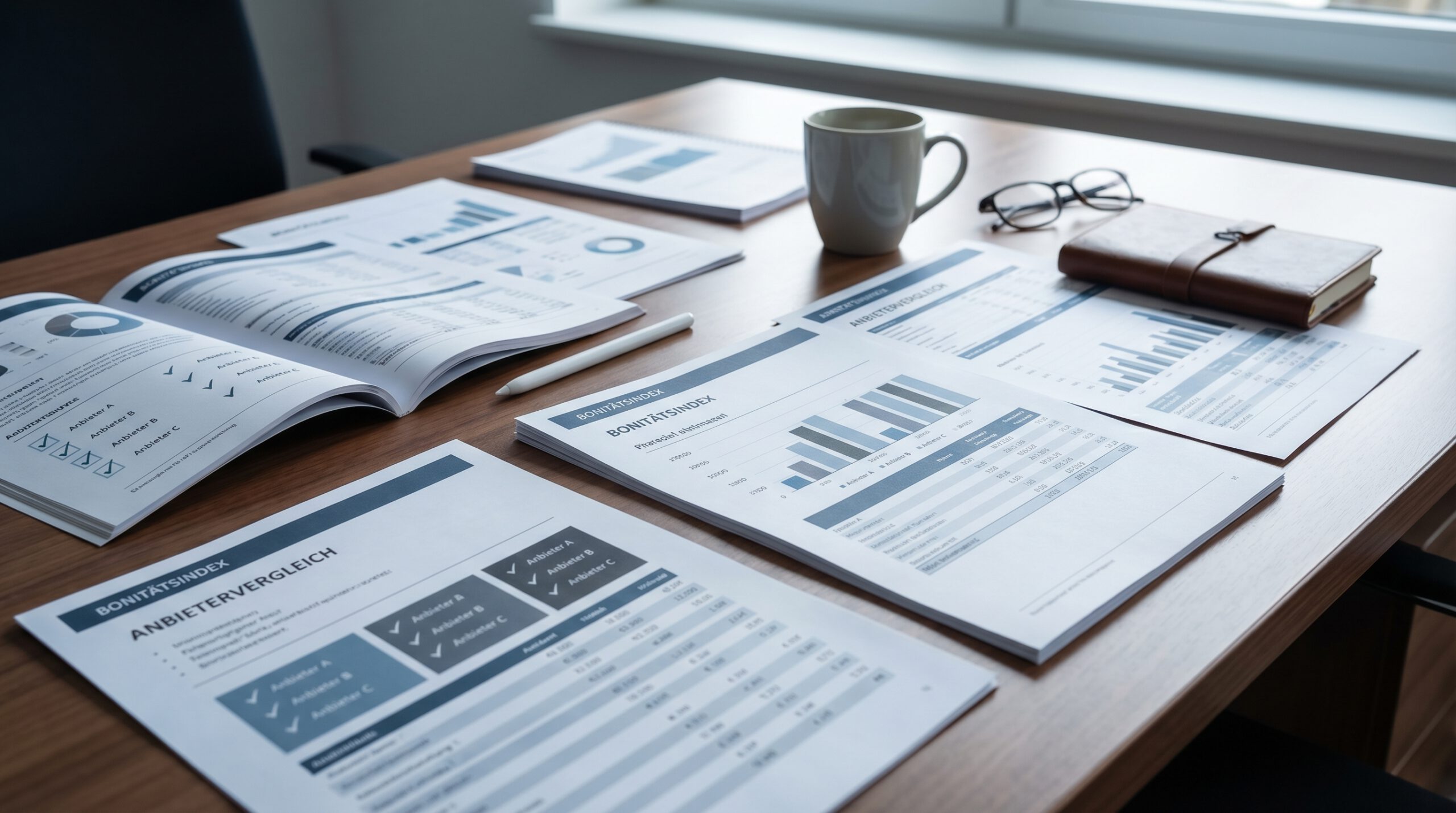 Bonitätsprüfung Unternehmen – Vergleich von Methoden und Anbietern auf dem Schreibtisch