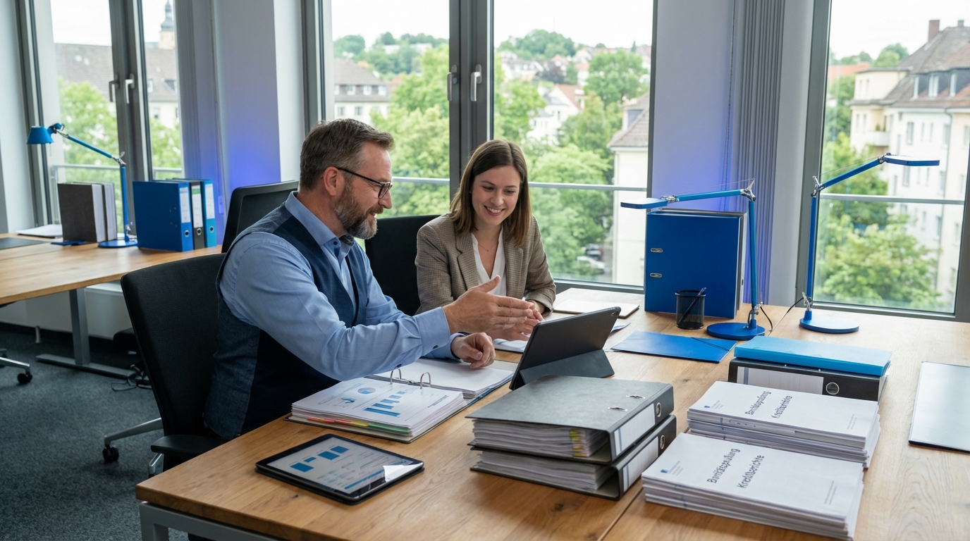 Bonitätsprüfung API WooCommerce: Analyst prüft Finanzdaten und Kreditwürdigkeit