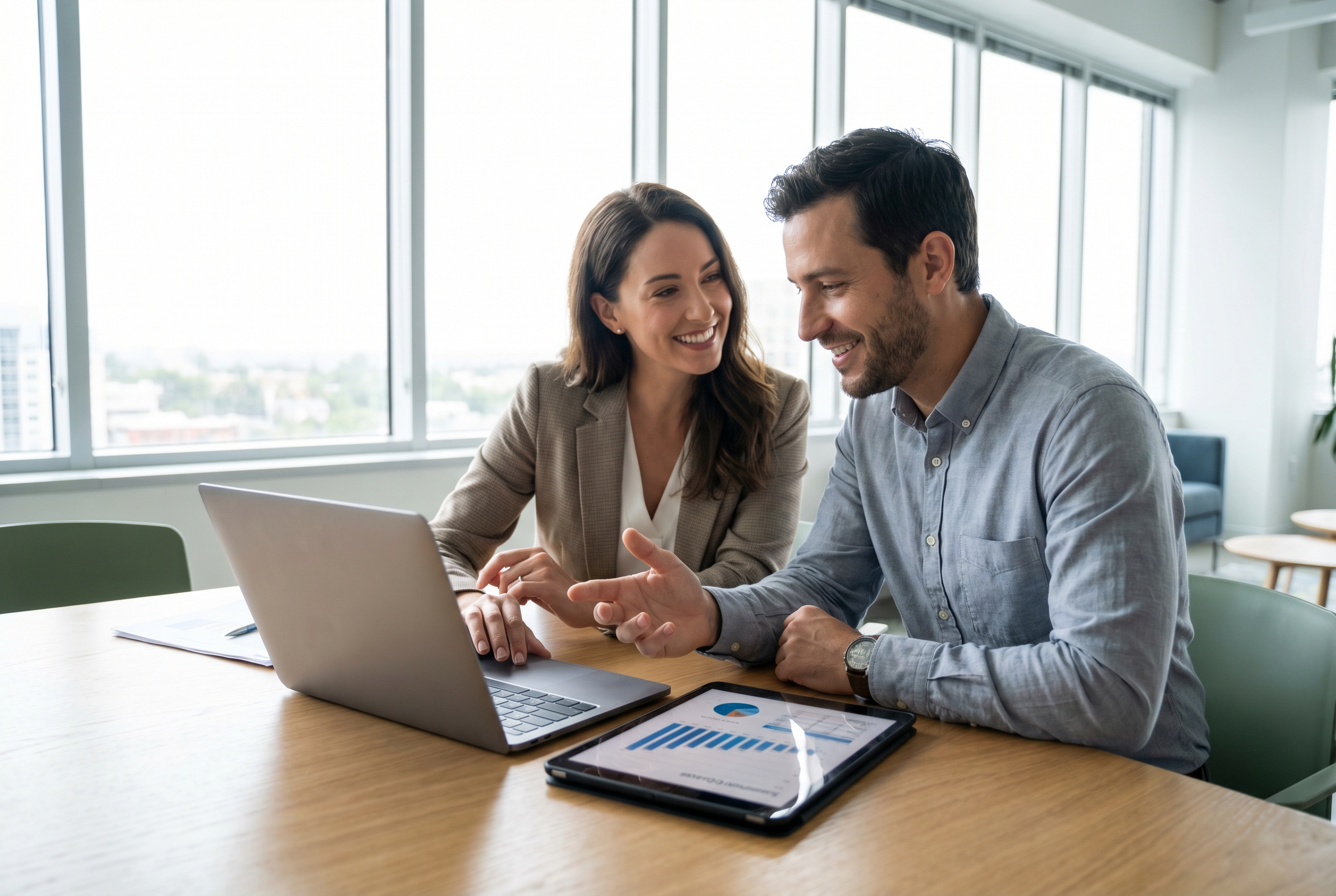 Mittelständisches Team diskutiert flexible Bonitätsprüfung und Vertragsalternativen zu Creditreform