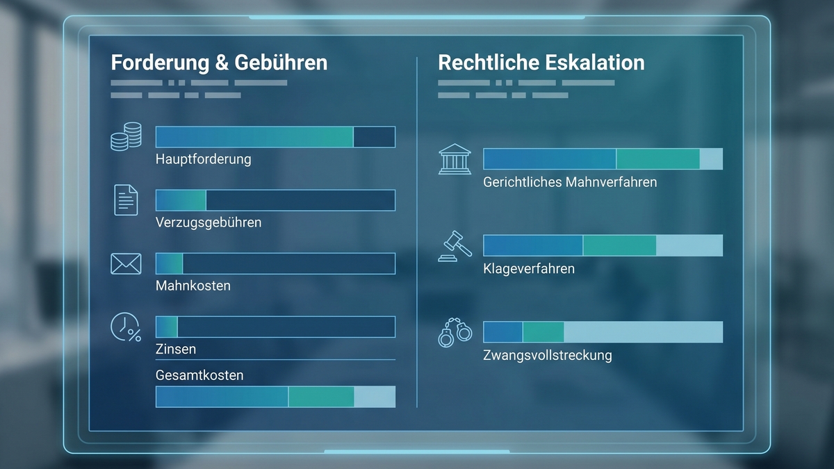 Vergleich der Creditreform Inkasso Kosten mit Gebühren, Zinsen und Mahnkosten