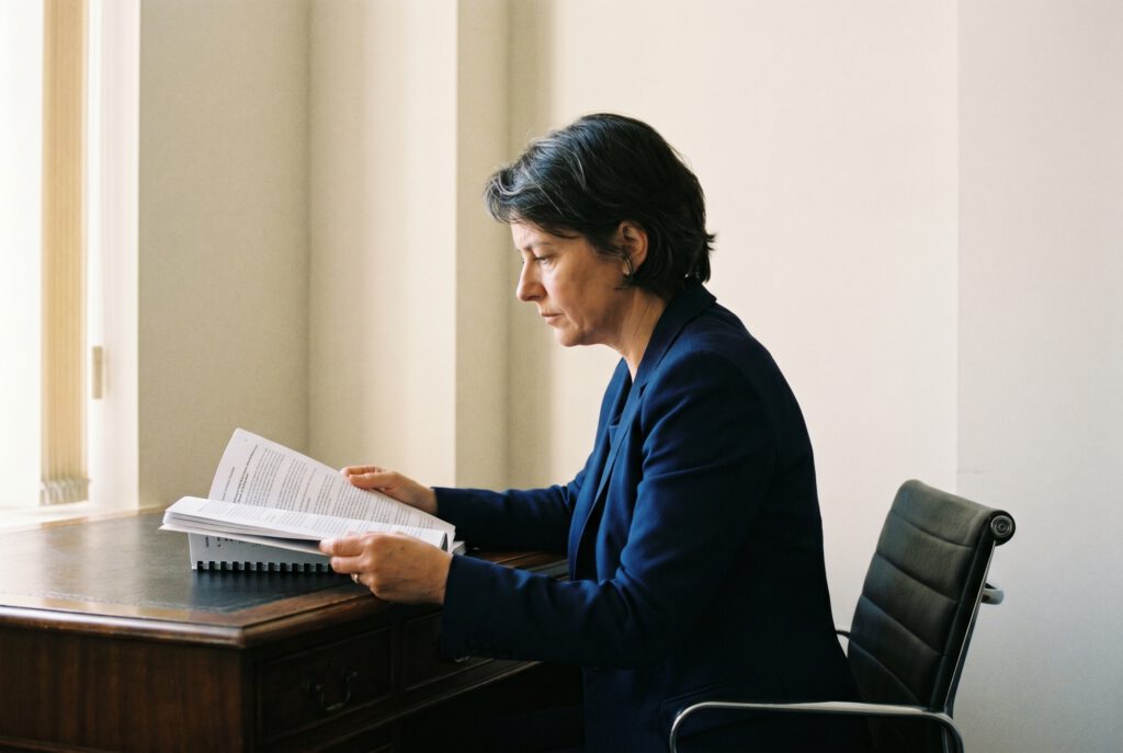 Creditsafe vs Creditreform bei der Prüfung eines Firmenreports am Schreibtisch