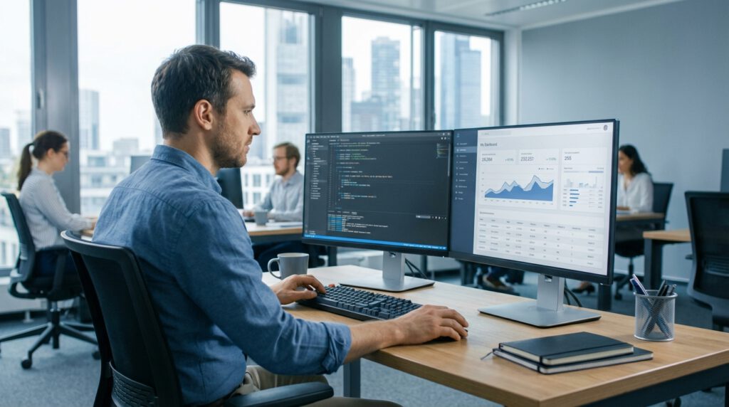 Firmenauskunft API: Entwicklerarbeitsplatz mit API-Integration