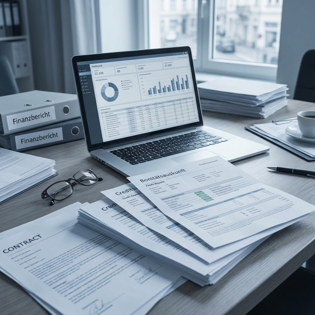 Kreditprüfung Dokumente und Berichte auf dem Büroschreibtisch