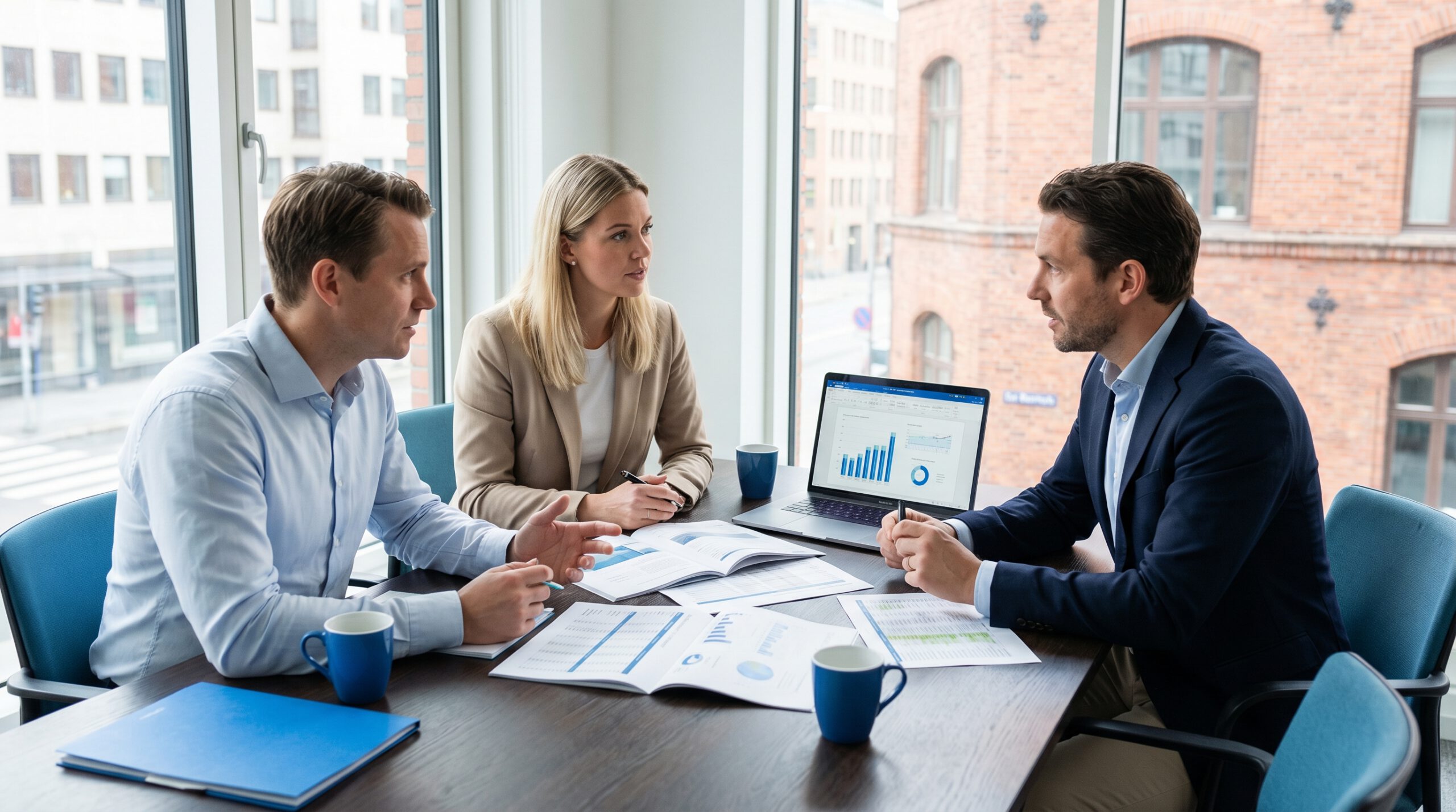 Team bespricht SAP-Kreditprüfung und Risikobewertung im Büro