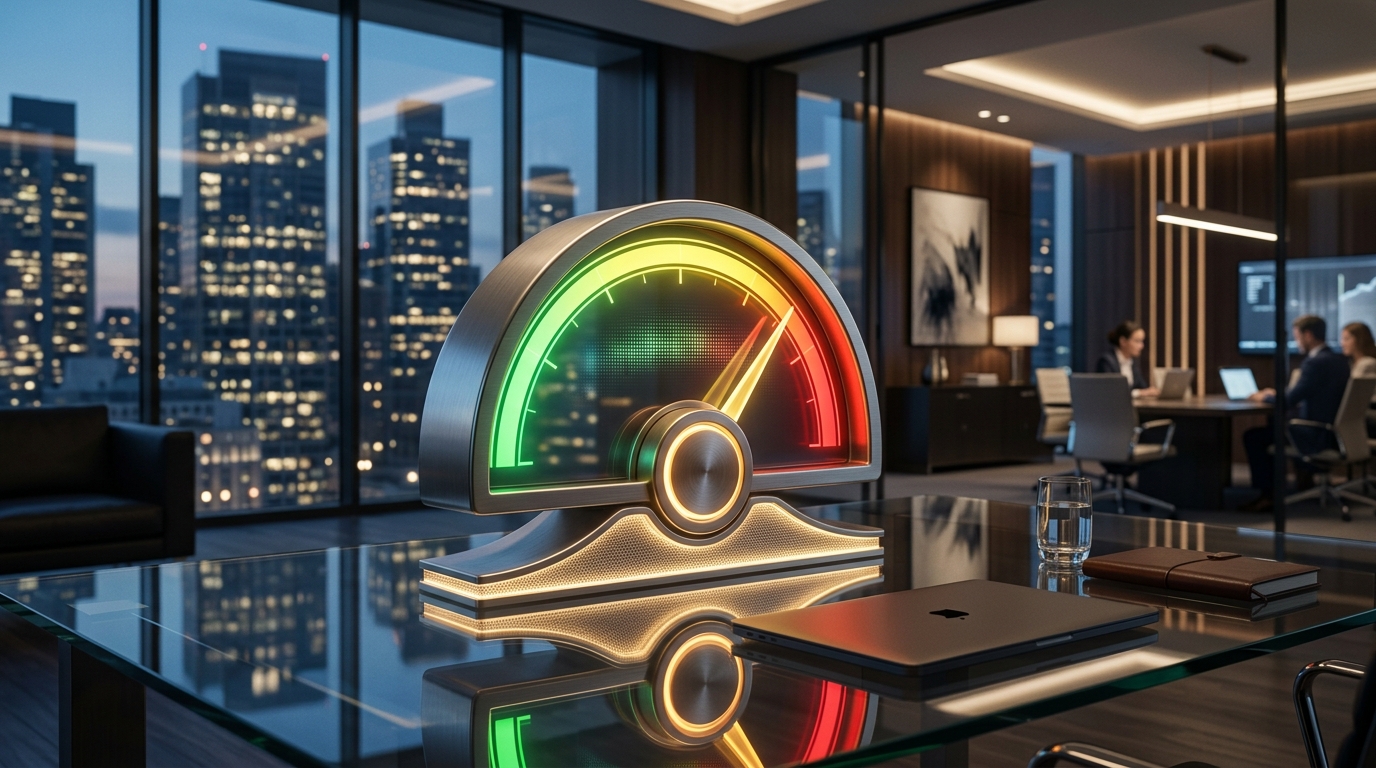 3D-Tacho zur Visualisierung von Ausfallwahrscheinlichkeiten und Bonitätsindex