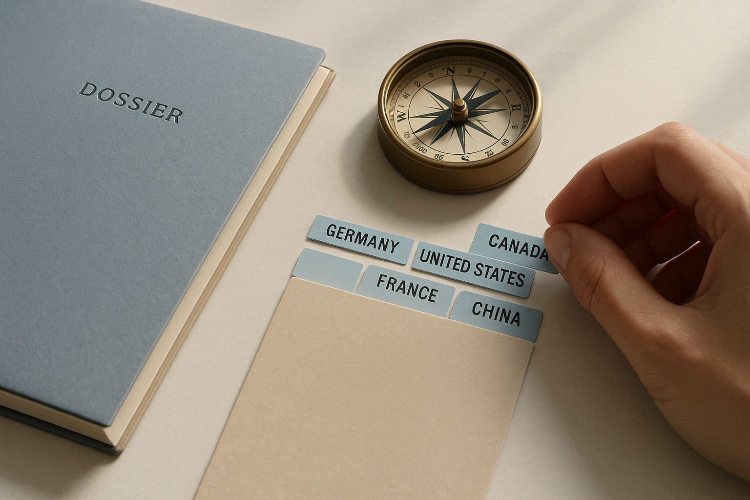 Prüfprozess für ausländische Geschäftspartner mit Ländermappen und Dossier