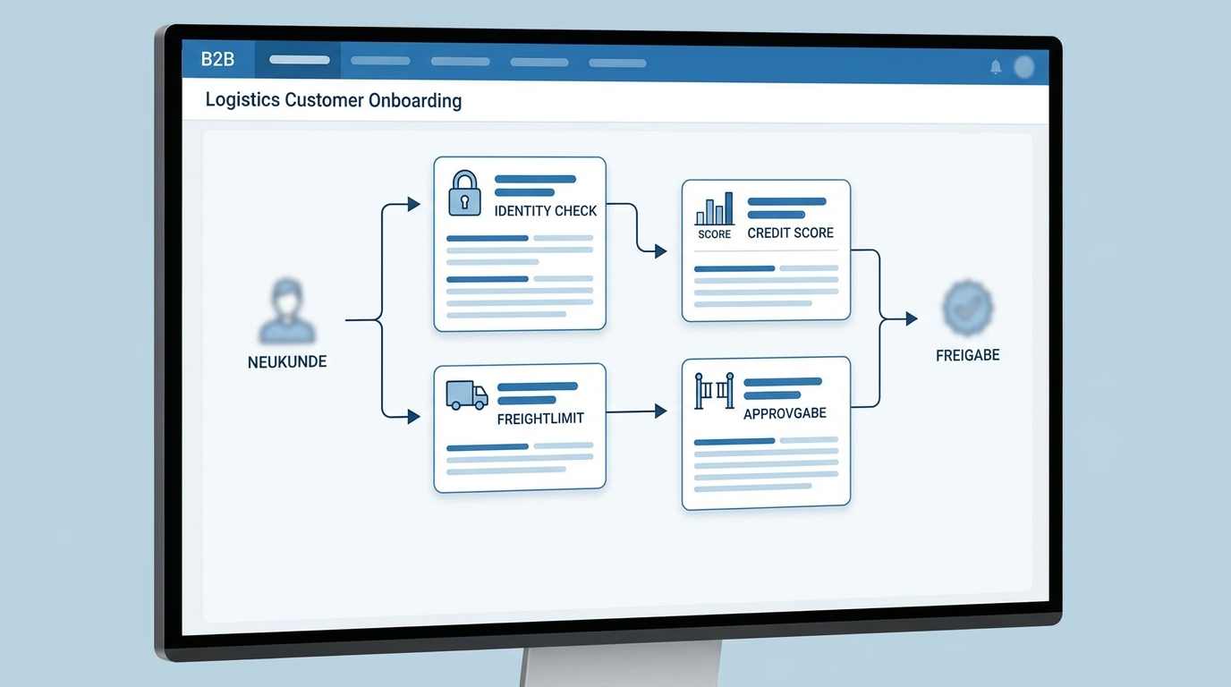 Onboarding-Prozess für Speditionskunden mit Bonitätsprüfung und Freigabe