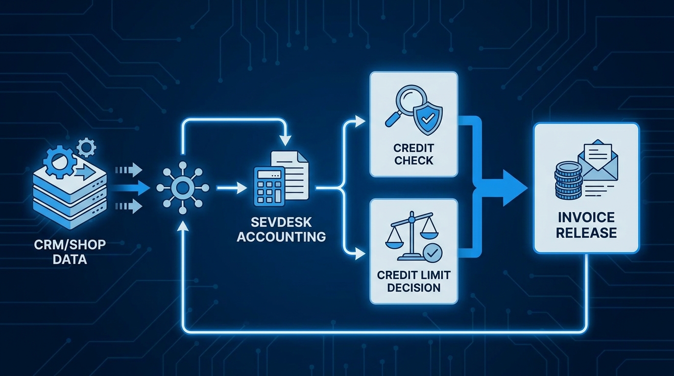 sevDesk API Workflow für B2B-Rechnungskauf Bonitätsprüfung und Debitorenmanagement