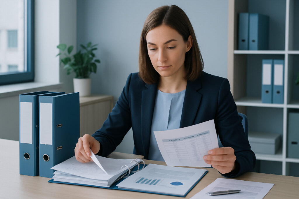 Zahlungsfrist Rechnung 2026: 7 klare Regeln im B2B, Fachfrau prüft eine Fristakte