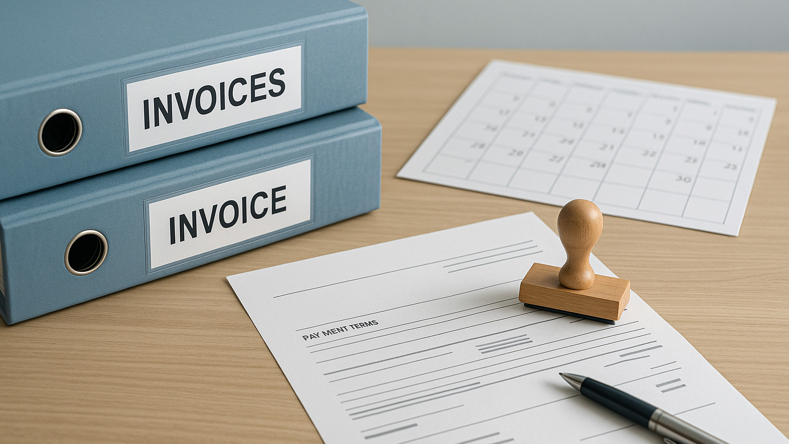 Zahlungsfrist Rechnung im B2B, strukturierte Fristplanung mit Kalender und Unterlagen