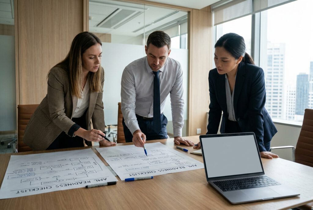 AML Readiness Unternehmen in professioneller B2B-Compliance-Szene