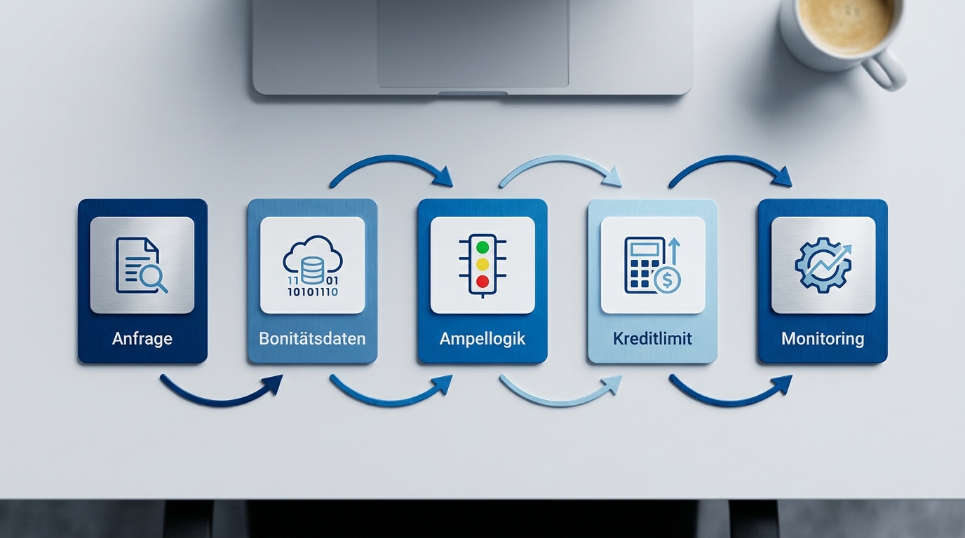 Bonitätsprüfung Anbieter Vergleich als Workflow von Anfrage bis Kreditlimit